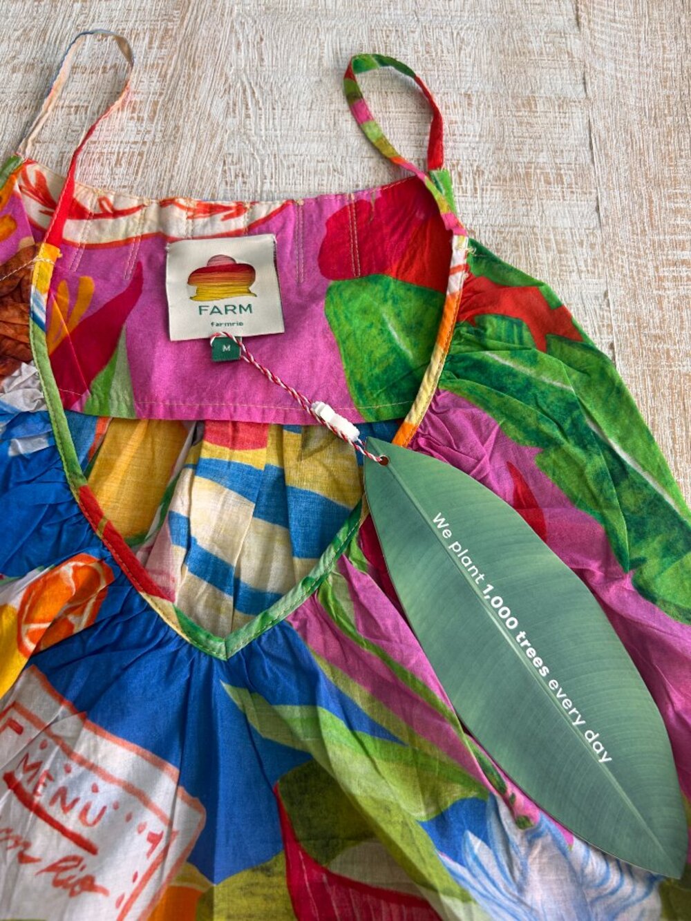 Farm Rio Multicolor Summer Picnic Midi Dress Size Medium NWT - Picture 9 of 12
